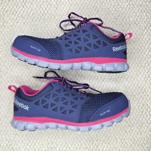 Reebok Work Shoe Navy and Pink Alloy Toe Athletic Shoes 9.5
